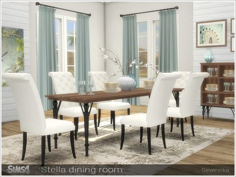 Set of furniture for decorating a dining room in a classic style. Found in TSR Category 'Sims 4 Dining Room Sets' Classic Dining Room Furniture, Sims 4 Cc Furniture Living Rooms, Los Sims 4 Mods, Sims 4 Kitchen, Die Sims 4, Unique Dining Room, Classic Dining Room, Sims 4 House Design, Casas The Sims 4