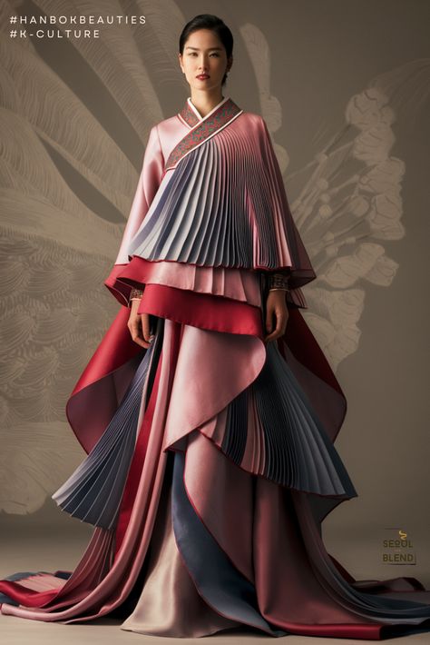 Hanbok Re-imagined: Regal Drapes Korean Hanbok Aesthetic, Hanbok Traditional Korean Dress, Modern Hanbok Dress, Hanbok Wedding, Unusual Dresses, Hanbok Traditional, Modern Hanbok, Korean Hanbok, Goddess Dress