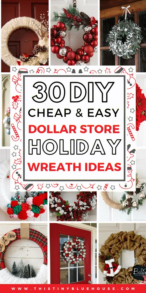 30 Gorgeous DIY Dollar Store Christmas Wreath Ideas - Are you looking to deck out your front door this Christmas? Here are 30 easy, cheap and beautiful DIY wreath ideas for you to try! #ChristmasWreaths #ChristmasWreathsDIY #ChristmasWreathIdeas #ChristmasWreathsToMake #ChristmasWreathsDIYEasy #ChristmasWreathsDIYDollarStore #diychristmaswreath #diychristmaswreatheasy #diychristmaswreathdollarstore #diychristmaswreathideas #diychristmaswreathtutorial Dollar Store Christmas Wreath, Cheap Christmas Wreaths, Homemade Christmas Wreaths, Christmas Wreath Ideas, Silver Christmas Ornaments, Dollar Store Christmas Crafts, Holiday Wreaths Christmas, Holiday Wreaths Diy, Burlap Christmas Wreath