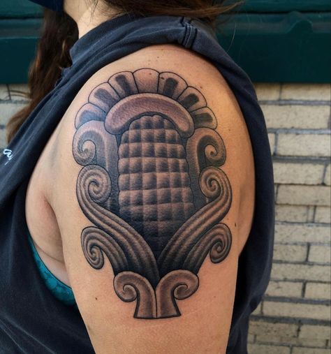 Aztec Corn Tattoo, Corn Tattoo, Mexico Life, Aztec Sleeve, Mens Tattoos, Aztec Tattoos, Aztec Tattoo Designs, Head Tattoo, Mexican Corn