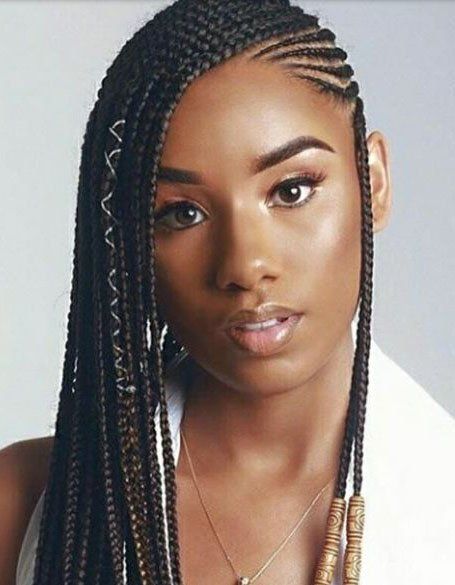 21 Coolest Cornrow Braid Hairstyles in 2020 - The Trend Spotter Two Cornrow Braids, Side Cornrows, Lemonade Braids Hairstyles, Cornrows Braids For Black Women, Cornrows Styles, Side Braid Hairstyles, African Hair Braiding Styles, Box Braids Hairstyles For Black Women, Braids Hairstyles Pictures