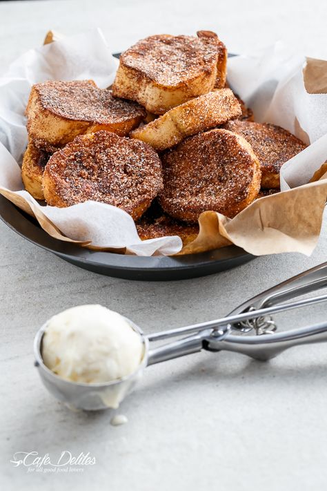 Churro French Toast Ice Cream Sandwich | http://cafedleites.com Baguette French Toast, Sandwich Cafe, Churro French Toast, French Toast Sandwich, Cafe Delites, Ice Cream Sandwiches, Ice Cream Popsicles, Cream Sandwich, Ice Cream Sandwich