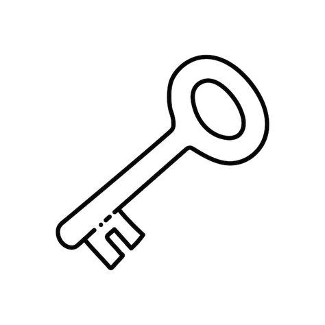 Key icon hand drawn vector illustration | Premium Vector #Freepik #vector #vintage-key #old-key #key #door-key Simple Key Drawing, Old Key Drawing, Key Drawing Simple, Key Graphic Design, Key Doodle, Key Outline, Rose Outline Drawing, Tattoo Key, Key Drawing