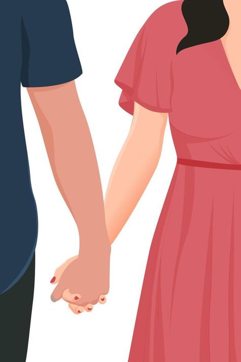 Happy Valentines Day, Young couple holding hands character vector illustration on white background, Character illustration for young couple theme projects like wedding and valentines day. Couple Holding Hands Illustration, Holding Hands Illustration, Invitations Ideas, Couple Holding Hands, Character Vector, Couple Illustration, Young Couple, Conceptual Design, Environment Design