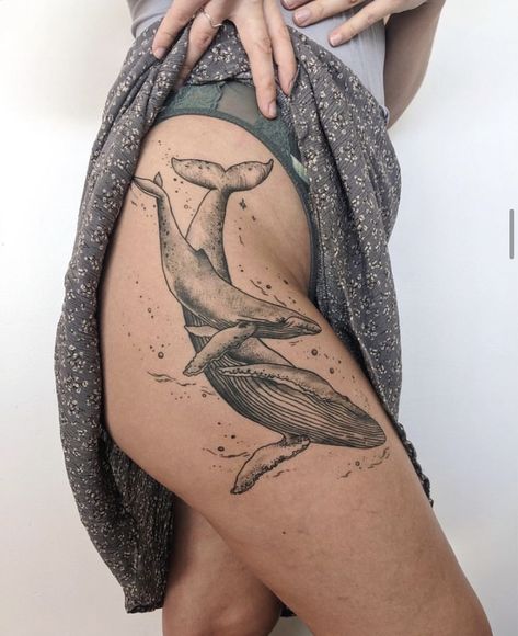 Sea Bunny Tattoo, Shark Tattoo Sleeve, Hai Tattoo, Thigh Tattoo Ideas, Ocean Sleeve, Beachy Tattoos, Lower Leg Tattoos, Whale Tattoo, Ocean Tattoo