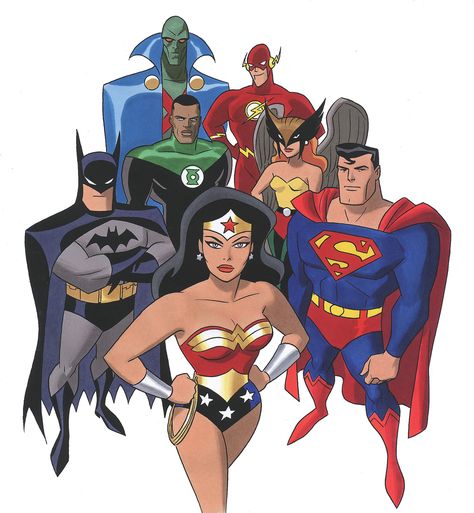 The Justice League. Justice League Animated, Superhero Shows, Justice League Unlimited, Martian Manhunter, Justice League Of America, Bruce Timm, Dc Comics Characters, Batman And Superman, Green Arrow