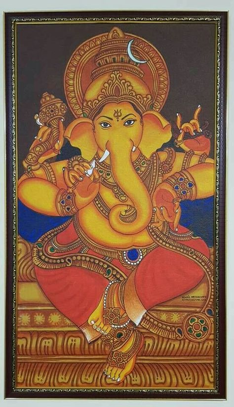 Tikam Chand Hukam Chand Ganapathy Mural Paintings, Ganapathi Images, Devotional Paintings, Kettle Art, Kerala Art, God Illustration, Buddha Wallpapers, Indian Traditional Paintings, Mural Art Design