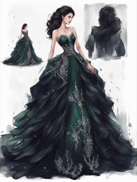 Beautiful Ball, Draw Hands, Unique Features, Gown Wedding, Ball Gown, Green Dress, Gadgets, Wedding Dresses, Snacks