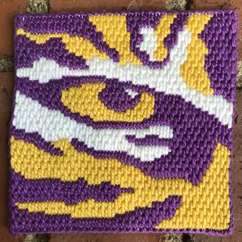 Tiger Needlepoint, Eye Of The Tiger, Pixel Crochet, College Team, Plastic Canvas Crafts, Lsu Tigers, Canvas Crafts, The Tiger, Plastic Canvas Patterns