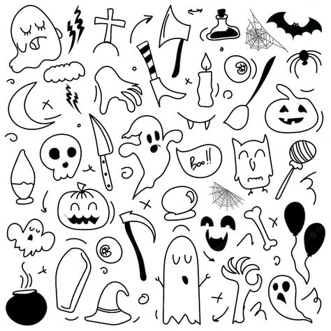 Scary Doodles, Scetchbook Draws Ideas, Halloween Desenhos, Scetchbook Draws, Cat Face Pumpkin, List Of Dinner Ideas, Spooky Drawings, Tattoo Doodle, Dibujos Halloween