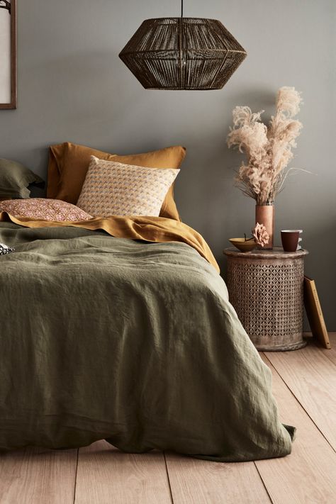 Inspired by autumn colors. Incorporate textiles and bedding in rich hues of golden yellow, mossy green and earthy terra cotta for a seasonal refresh at home and in your bedroom. Shop Amazon Home for more Fall trends. #amazonhome #founditonamazon Earthy Bedroom, Sage Green Bedroom, Fall Bedroom, Green Bedding, Bedroom Green, Room Inspiration Bedroom, Room Ideas Bedroom, Bedroom Colors, My New Room