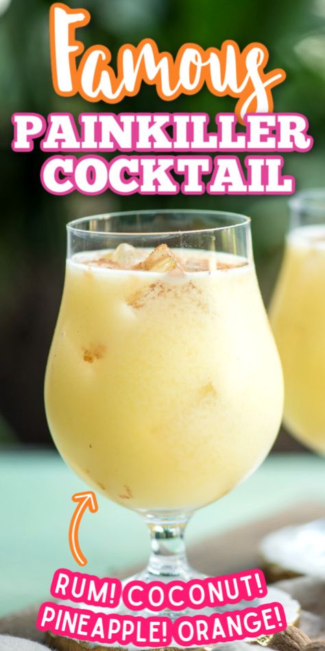 Drinks With Coconut Cream, Painkiller Drink, Coconut Rum Drinks, Painkiller Cocktail, Rum Drinks Recipes, Coconut Drinks, Mixed Drinks Alcohol, Pineapple Rum, Liquor Drinks