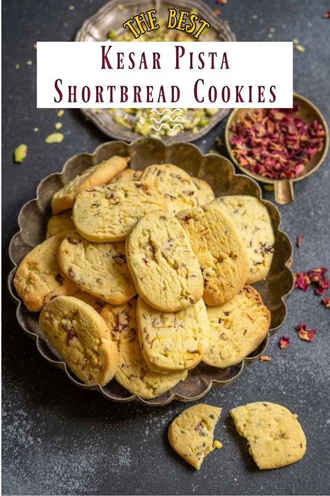 Indian Cookies, Pistachio Cookies, Shortbread Cookie Recipe, Middle Eastern Recipes, Shortbread Cookies, No Bake Cookies, Festive Season, Tray Bakes, Pistachio