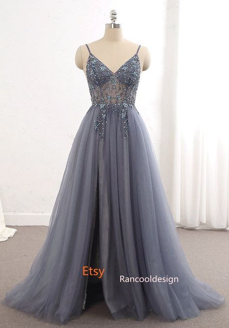 Blue Grey Prom Dresses Long, Purple Grey Prom Dress, Ashy Blue Prom Dress, Gray Blue Prom Dress, Grey Corset Dress, Blue Gray Prom Dress, Grey Grad Dress, Prom Dresses Dusty Blue, Blue Grey Prom Dress