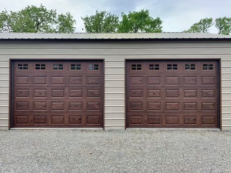 We just can get over how great these wood panel doors look! But, here's the secret - they aren't wood! They are steel and will look great year after year. If this look is your jam, give us a call for a free consultation. Curb Appeal Garden, Garage Door Company, Steel Garage Doors, Overhead Garage Door, Garage Door Installation, Steel Garage, Door Company, Overhead Door, Garage Door