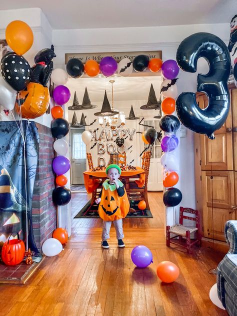 Halloween Toddler Birthday Party, Halloween Birthday Party For Kids Decor, 3rd Halloween Birthday Party, Halloween Third Birthday, Halloween 3rd Birthday Party Decor, Toddler Halloween Birthday Party, October Birthday Party, 3rd Birthday Halloween Theme, Three Spirit Halloween Birthday