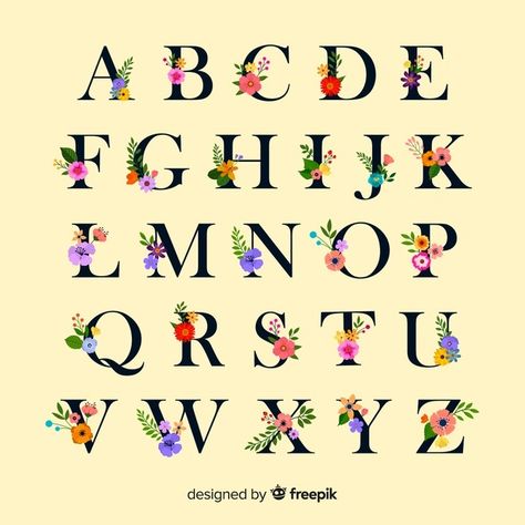 Alphabet With Flowers, Alphabet Flower, Beautiful Beaches Paradise, Typography Alphabet, Embroidery Letters, Decorative Letters, Classroom Posters, Word Art, Lettering Alphabet