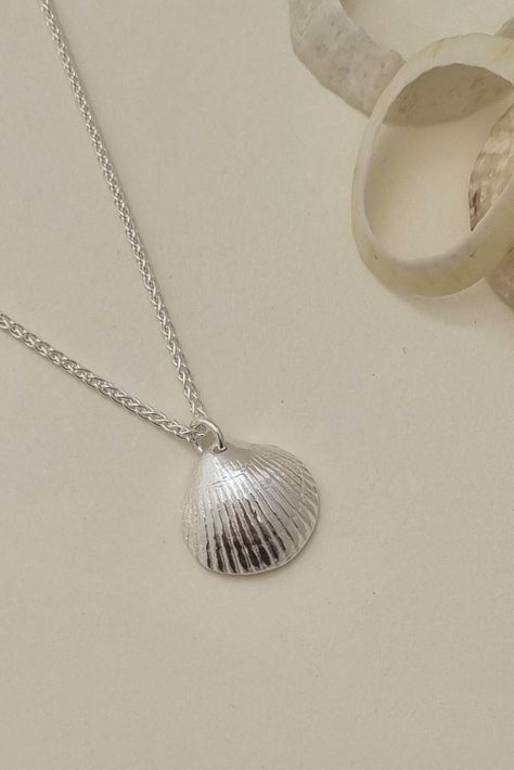 Silver Shell Necklace, Silver Shell Jewelry, Wax Carving, Recycled Silver, Shell Jewelry, Shell Necklaces, Recycled Sterling Silver, Silver Charms, Precious Metals