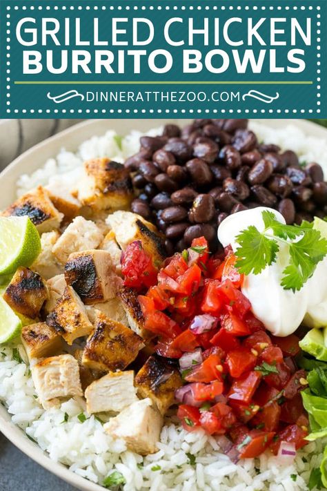 Grilled Chicken And Rice Recipes Healthy, Chicken Rice Bowls Mexican Black Beans, Cilantro Rice Bowl, Grilled Chicken Burrito Bowl, Bowls With Chicken, Chicken Cilantro Lime, Veggie Casseroles, Rice Bowls Healthy, Chicken Cilantro