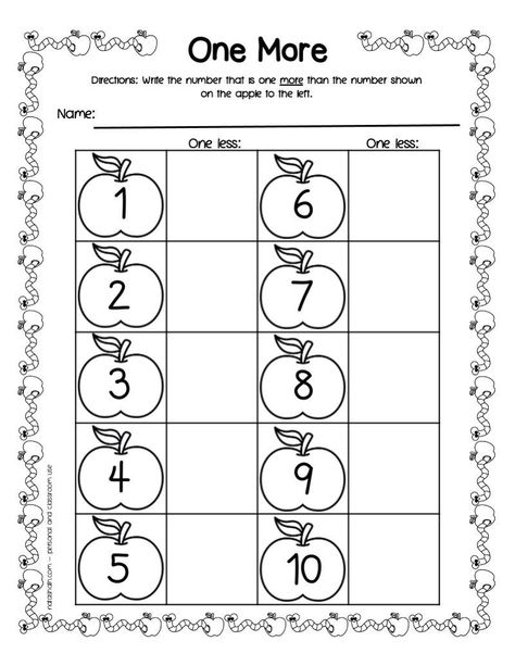 This apple themed "one more" worksheet printable is perfect for teaching kindergarten students one more and one less. Grab your free one more, one less worksheets today! One More One Less Worksheet, Prek Printables, One More One Less, Free Math Printables, Free Download Printables, Organizational Printables, Kindergarten Curriculum, Apple Theme, Teaching Ela