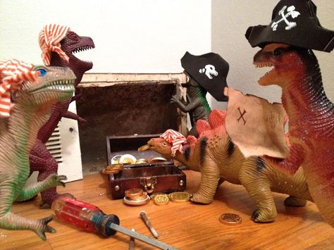 Pirate dinosaurs Toy Dinosaurs, Pirate Day, Pirate Birthday Party, Dinosaurs Figures, Tech Toys, Pirate Birthday, Shadow Puppets, Pirate Party, Dinosaur Party