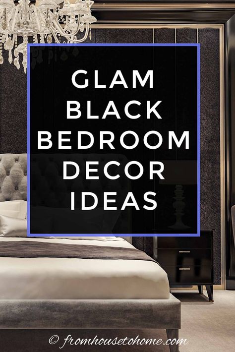 Love these decor ideas for black bedroom walls. Great inspiration for different color schemes, but I really love the ones with white trim and painted ceilings.  #fromhousetohome #bedroom #bedroomdecor #decorating #roomdesign #bedroommakeover #bedroomideas Black Feminine Bedroom Ideas, Romantic Bedroom Ideas For Couples Color Schemes, Dark Bedroom Lighting Ideas, Black And Pink Bedroom Ideas Glam, Bedroom Accent Lighting, Black Bedrooms Romantic, Dark Red Bedroom Walls, Black Bedroom Bedding, Black Bedrooms Ideas