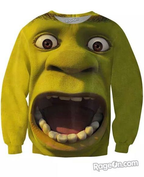 Shrek Merch, Trashcore Aesthetic, Agenda Aesthetic, Shrek Funny, Oc Clothes, Fandom Merch, Men Crewneck, Graphic Sweaters, Custom Sweatshirts