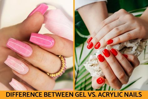 The Difference Between Gel and Acrylic Nails. The main difference between acrylic and gel nails is the polymerization process, the final thickness and the way to remove the polish once... What Are Acrylic Nails, Acrylic And Gel Nails, Remove Acrylic Nails, Acrylic Nails At Home, Nail Primer, Acrylic Nail Powder, Acrylic Liquid, Chest Tattoos For Women, Acrylic Brushes