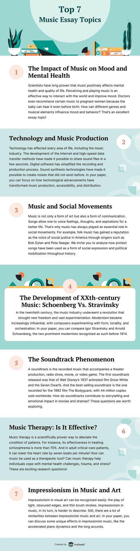 Here's our top 7 list of music essay topics gathered by the experts at IvyPanda. You can fin more content like this if you click the link on this pin. Music Essay, Cause And Effect Essay, Topic Ideas, Ourselves Topic, Amazing Music, Argumentative Essay, Essay Writing Tips, Essay Help, Essay Examples