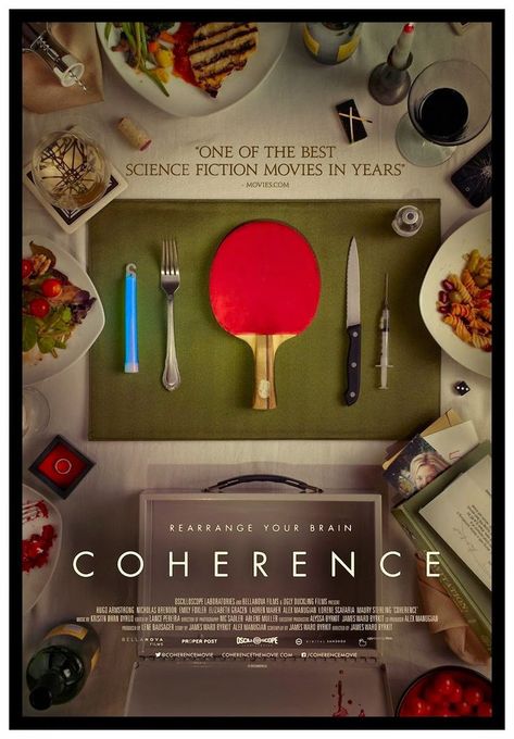 Tonight's Film: #Coherence A group of elites have their world transformed when they arrive at a party the same day a comet passes overhead;soon,they become afraid as it appears that their doppelgangers may have one step ahead of them in experiencing the true nature of reality. B- New Movie Posters, Science Fiction Movies, 밈 유머, Film Poster Design, رعب نفسي, Thriller Movie, Movie Posters Design, Cinema Posters, Good Movies To Watch