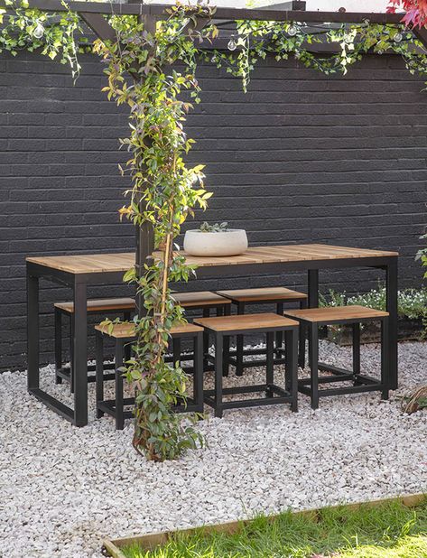 Outdoor Dining Table Setting, Table And Bench Set, Meteor Garden 2018, Bamboo Garden, Garden Table And Chairs, Outdoor Furniture Covers, Bench Set, Diy Garden Furniture, Mesa Exterior