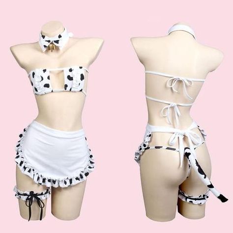 Cow Cosplay, Costume Bra, Maid Lingerie, Cow Costume, Harajuku Street, Kawaii Harajuku, Sims4 Clothes, Cute Lingerie, Estilo Punk