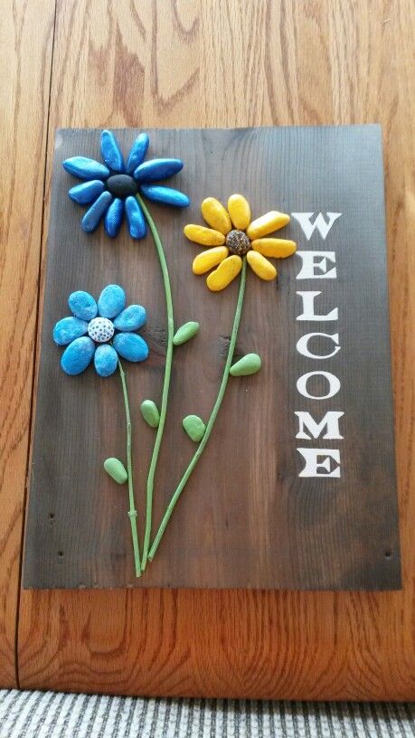 Stone Welcome Sign Painted Rocks, Steel Wool Stain, Hand Painted Lettering, Nicole Johnson, Winter Schnee, Rock And Pebbles, Deco Originale, Rock Decor, Painted Letters