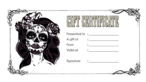 A Tattoo Shop Gift Certificate Template Free with a dark theme that is popular with body art lovers. Tattoo Gift Certificate Template, 06 Tattoo, Tattoo Gift Certificate, Voucher Template Free, Gift Certificate Template Free, Certificate Ideas, Free Printable Gift Certificates, Printable Tattoos, Free Gift Certificate Template