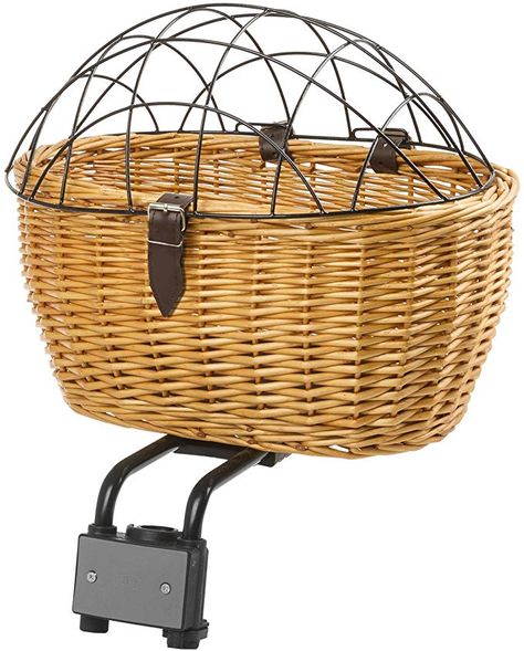 Rear Bike Basket, Dog Bike Basket, Bicycle Panniers, Biking With Dog, Bicycle Basket, Bike Basket, Bike Handlebars, Wicker Basket, Cool Bikes