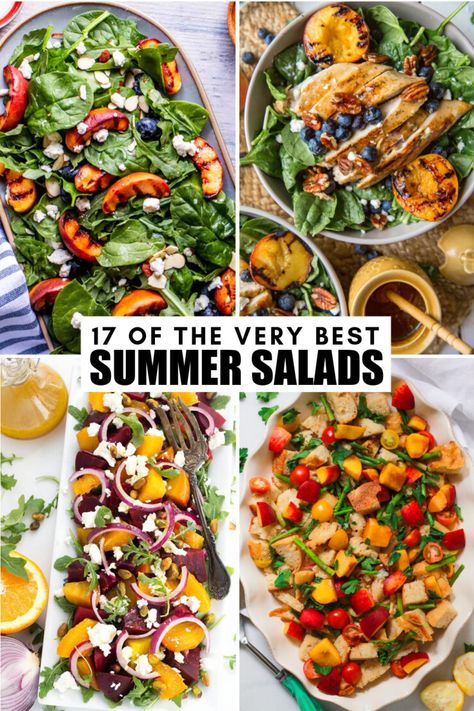 If you are looking for a fresh and flavourful summer salad recipe look no further. You are sure to find a salad that ticks all your boxes among this curated collection of 17 of the very best summer salads. Mexican Macaroni Salad Recipe, Herbed Ricotta, Strawberry Chicken Salad, Best Summer Salads, Grilled Peach Salad, Potluck Side Dishes, Bbq Salads, Fresh Summer Salad, Jo Cooks