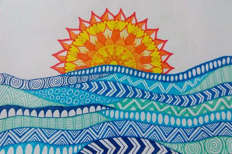 Sunrise Mandala, Drawing Ideas List, Easy Doodle, Bag Patches, Mandala Canvas, Crafts Projects, Arts And Crafts Projects, Diy Canvas Art, Diy Canvas