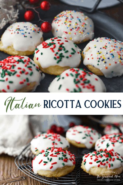 Cookies With Ricotta Cheese, Ricotta Cookies Recipe, Italian Ricotta Cookies, Xmas Cookies Recipes, Christmas Cookie Recipes Holiday, Ricotta Cookies, Italian Christmas Cookies, Italian Christmas, Italian Cookies