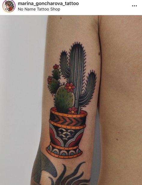 Neo Traditional Cactus Tattoo, Mexican Cactus Tattoo, Traditional Cactus Tattoo, Talavera Tattoo, Traditional Cactus, Flesh Tattoo, Falcon Tattoo, Plant Tattoos, Arizona Tattoo