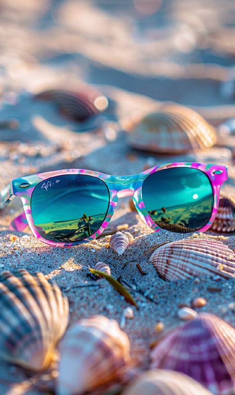 Prompt 👉A pair of women's sunglasses sitting on a sandy beach, photo, by Maksimilijan Vanka, shutterstock, neo-fauvism, elegant tropical prints, bright colored plastic frame, highly detailed refraction, summer color pattern, colorful holiday, lush paradise, pink and blue, shells on the sand, scenic full frame, layered, full color, istock, beautiful iPhone wallpaper] 👉 if Like, please Follow and Share AI Graphics Studio 👇Contact on WhatsAPP: http://tiny.cc/aigraphicsstudio #aigraphicsstudio ... Tropical Sunglasses, Beautiful Iphone Wallpaper, Macro Photography Nature, Dreamscape Architecture, Tropical Prints, Tropical Getaways, Phone Wallpaper Design, Beach Photo, Bright Colored