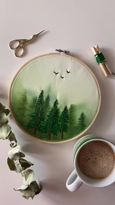 Embroidery Water, Embroidery Journal, Embroidery Hoop Art Diy, Embroidery Painting, Fabric Painting Techniques, Watercolor Cross, Tree Embroidery, Embroidery Lessons, Creative Journaling