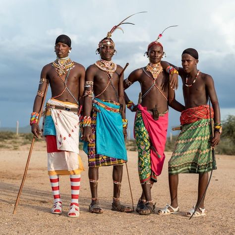 Photo by @ciriljazbec / Samburu warriors whose wives attend the school. Published this week in @natgeo story 'In Rural Africa, Tablets Revolutionize the Classroom'. BRCK tablets are opening up new learning opportunities for the Samburu tribe women and children in the Kenyan reserve. Follow link in my profile @ciriljazbec to read the entire story and see more photos! Primitive Tribe, Tribes Man, Pan Africanism, African Artwork, African Skirts, Africa Fashion, African Culture, Black Culture, Black Is Beautiful