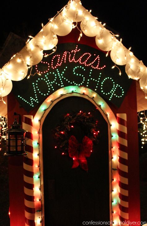 Diy Christmas Light Decorations, Christmas Parade Floats, Outdoor Christmas Diy, Christmas Lights Outside, Diy Christmas Lights, Hanging Christmas Lights, Christmas Light Displays, Christmas Yard Decorations, Santa's Workshop