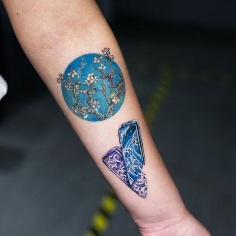 Brush Strokes Tattoo, Strokes Tattoo, Van Gogh Tattoo, Belly Button Tattoo, Flower Tattoo On Ribs, Almond Tree, Almond Blossom, Best Tattoo Designs, Rib Tattoo