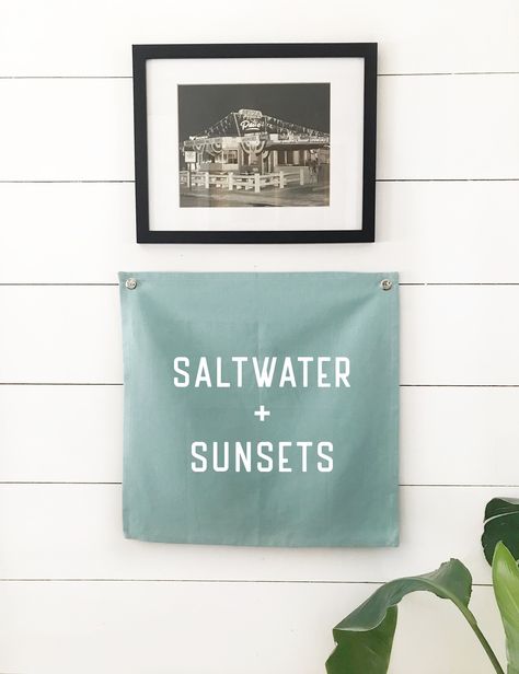 Saltwater and Sunsets Wall Flag Tapestry, Beach Wall Decor Over The Bed , Nautical Nursery Art Linen Banner, Coastal Home Decor Wall Flags, Nautical Nursery Art, Wall Flag, Coastal Home Decor, Over The Bed, Beach Wall Decor, Modern Farmhouse Exterior, Nautical Nursery, Coastal Home