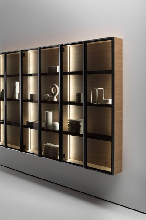 Glass Cabinets Display Living Room, Living Room Glass Cabinet, Wall Mounted Display Cabinets, Display Cabinet Design, Bathroom Wardrobe, Modular Wardrobes, Perfume Display, Glass Cabinets Display, Wall Mounted Cabinet