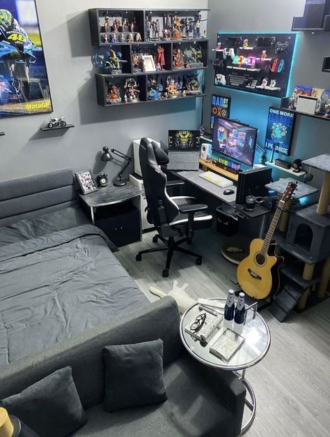 Small Room Setup, Mens Bedroom Decor, Best Gaming Setup, Architecture Model House, Bedroom Setup, Pinterest Room Decor, Studio Room, Dream Room Inspiration, Room Makeover Inspiration