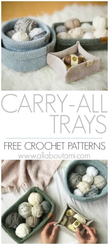 Crochet this modern set of Carry-All Trays to organize small items around your home! Free patterns & tutorials available for all these different shapes and sizes including Square, Rectangular, and Circular! Crochet Small Round Basket Free Pattern, Crochet Tray Pattern Free, Crochet Trinket Dish Pattern, Crochet Trinket Dish Free Pattern, Crochet Trinket Tray, Crochet Homeware, Small Crochet Basket, Bavarian Crochet, Circular Crochet