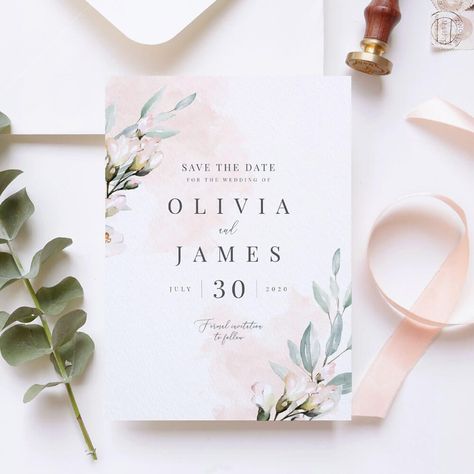 Save The Date Dusty Rose, Wedding Invitations Blush And Sage, Green And Pink Invitation, Sage Wedding Invite, Wedding Invitations Light Pink, Save The Date Pink, Mauve Wedding Invitations, Blue And Blush Wedding, Blush Pink Wedding Invitations