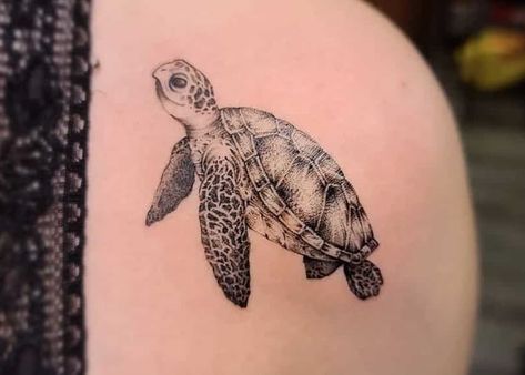 Turtle Tattoo Meaning, Honu Tattoo, Beach Inspired Tattoos, Beach Tattoo Ideas, Tattoo Silhouette, Tropical Tattoo, Sea Turtle Tattoo, Mother Nature Tattoos, Turtle Tattoo Designs